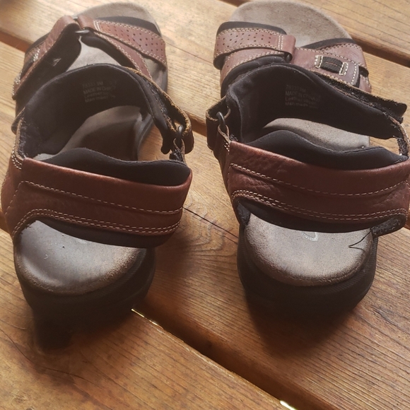 CLARKS Brown Leather Men's Keating Sporty Sandals sz 9 Style 78333 - Picture 9 of 12